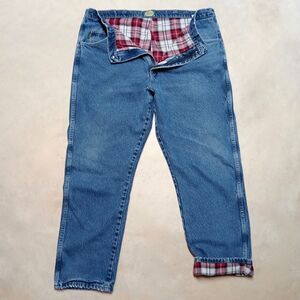 *READ* Cabela's Flannel Plaid Lined Jeans Men's Size 42x32 Insulated Workwear